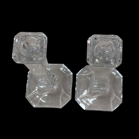 Glass Crystal Candle
Holders Set of 2 Clear Column Candlestick
Octagon Pedestal - Picture 3 of 6